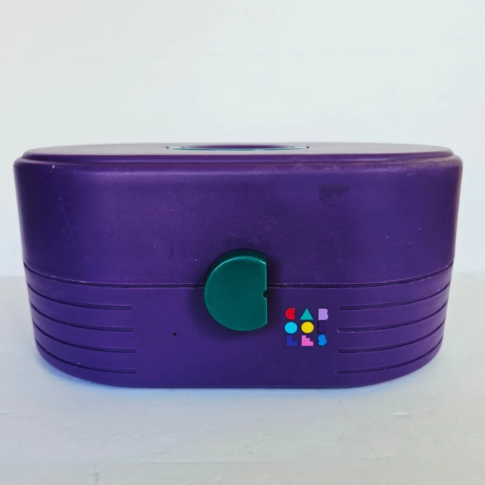 Vintage Caboodles 2615 Makeup Case Purple Lime Green 90s Retro Organizer Box